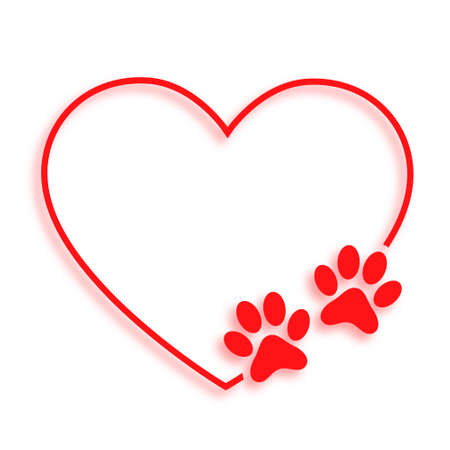 puppy love heart with paw printのイラスト素材