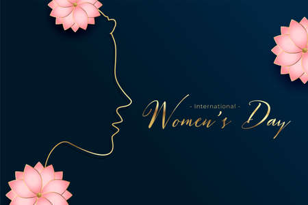 golden womens day greeting with flower decorationのイラスト素材