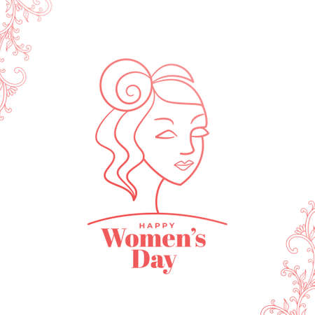 womens day elegent wishes card in line styleのイラスト素材