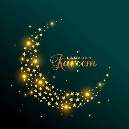 golden star moon ramadan kareem eid festival greetingのイラスト素材