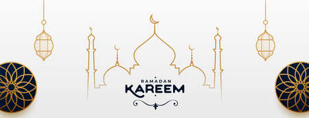 ramadan kareem line style arabic banner designのイラスト素材