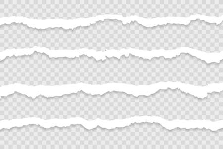 set of ripped torn papers on transparent backgroundのイラスト素材