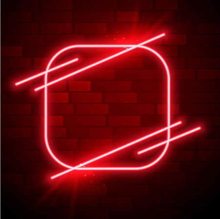 rounded square red neon frame with text spaceのイラスト素材