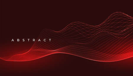 3d red glowing wave lines abstract backgroundのイラスト素材
