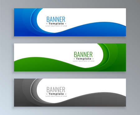 wavy style modern banners set of threeのイラスト素材