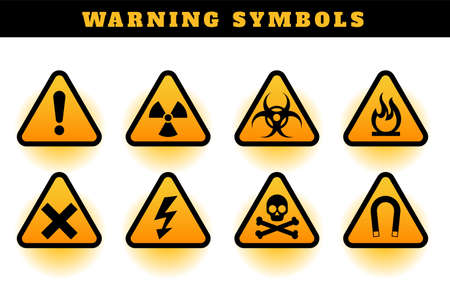 set of warning symbols and iconsのイラスト素材