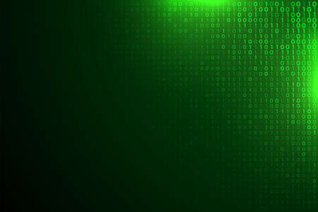 green digital binary numbers glowing background