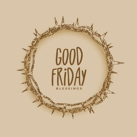 good friday poster design with crown of thornsのイラスト素材