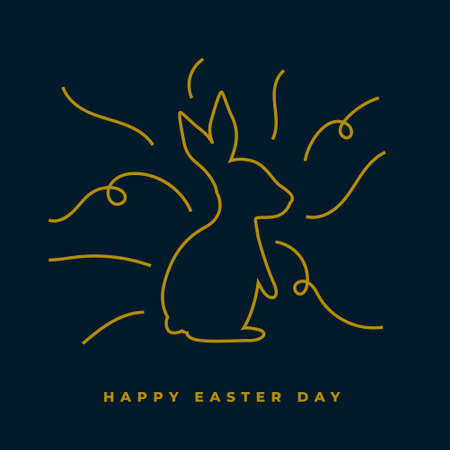 easter card in line style with rabbit shapeのイラスト素材