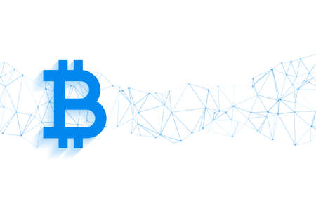 bitcoin technology background with low poly meshのイラスト素材