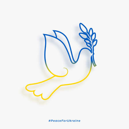 dove peace bird in ukraine flag colors conceptのイラスト素材