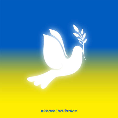 glowing peace dove bird over the ukraine flag conceptのイラスト素材