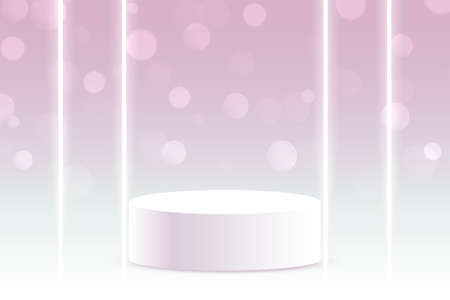 3d podium platform display with bokeh and neon lightsのイラスト素材
