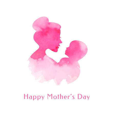 mother and child affection love watercolor mothers day backgroundのイラスト素材