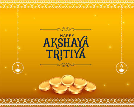 akshaya tritiya golden card with golden coinsのイラスト素材