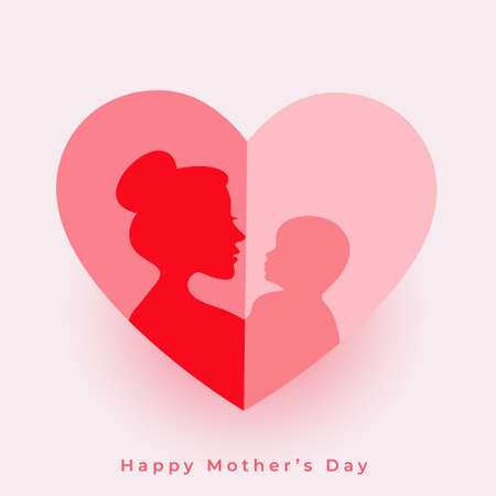 mothers day hearts card with mom and child illustrationのイラスト素材