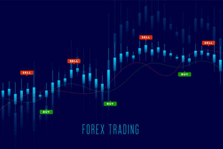 buy and sell trend forex trading stock market backgroundのイラスト素材