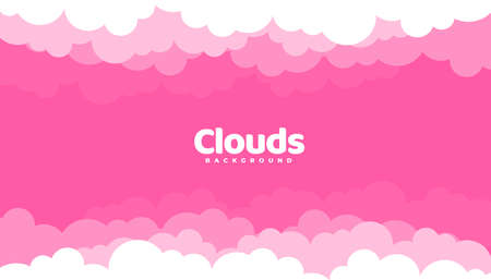 cartoonish clouds on pink backgroundのイラスト素材