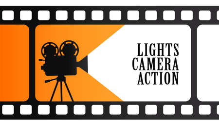 firlm strip with camera cinema backgroundのイラスト素材