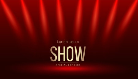 stage background with red focus lightsのイラスト素材