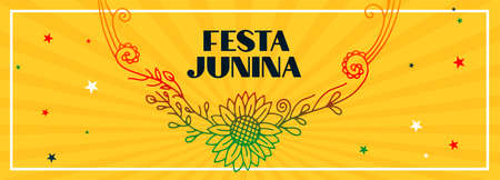 festa junina traditional brazil festival flower banner designのイラスト素材