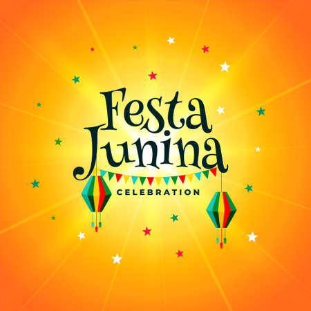 orange festa junina decorative celebration backgroundのイラスト素材