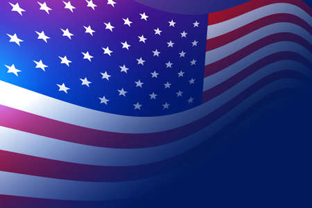 flag of america on blue background with lights glowのイラスト素材