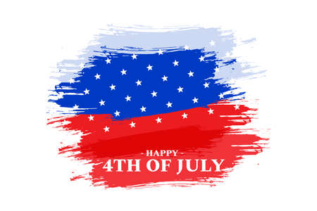 happy independence day united states of america in paint brush styleのイラスト素材