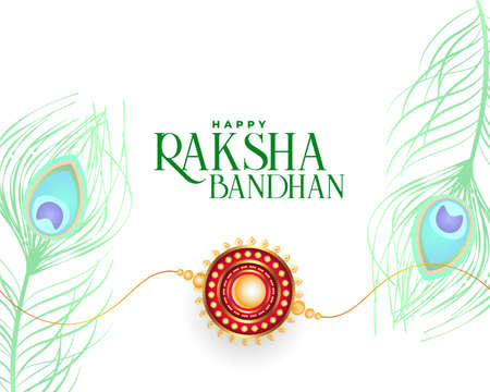 happy raksha bandhan banner with rakhi and peacock feather designのイラスト素材