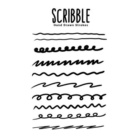 irregular scribble line stroke borders setのイラスト素材