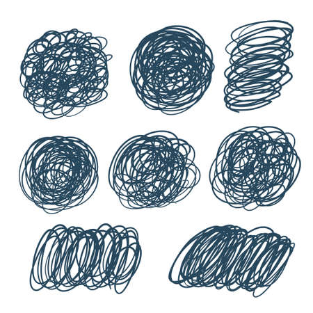 set of sketch sribbles abstract stainのイラスト素材