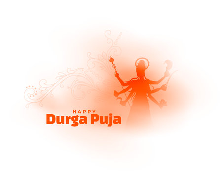hindu religious durga puja greeting background in silhouette styleのイラスト素材
