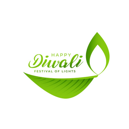 happy green diwali vector design with creative leaf diya designのイラスト素材