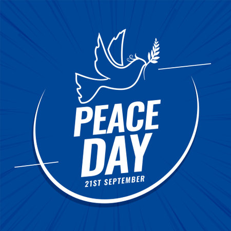 abstract peace day banner with bird and olive branchのイラスト素材