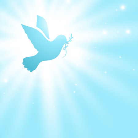 shinny dove of peace background in editable styleのイラスト素材