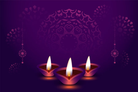 glowing shubh deepavali banner with diya in mandala designのイラスト素材