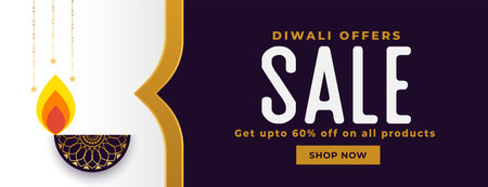 decorative shubh diwali sale banner with ethnic diya vectorのイラスト素材