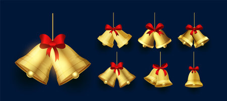 collection of christmas jingle bell for xmas decoration designのイラスト素材