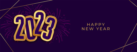 golden 2023 lettering for new year celebration banner vector