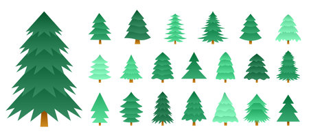 big set of christmas tree design in different layoutのイラスト素材