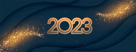 2023 new year festival banner with golden sparkle vector