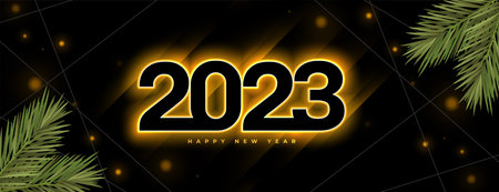 happy new year wallpaper with glowing 2023 text vectorのイラスト素材