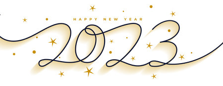 creative line style 2023 lettering new year banner vector