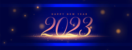 shiny 2023 new year wishes banner with sparkle light effect vectorのイラスト素材