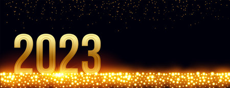 nice 2023 new year golden sparkling celebration banner vector