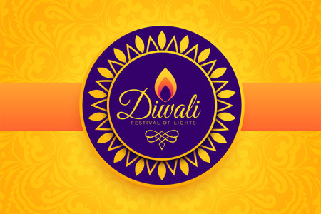 modern style happy diwali celebration banner in yellow colorのイラスト素材