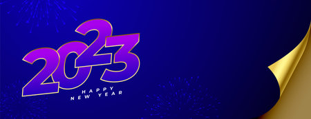premium 2023 new year banner in page curl style vector