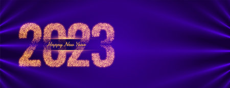 2023 lettering in golden sparkle style for new year banner vector