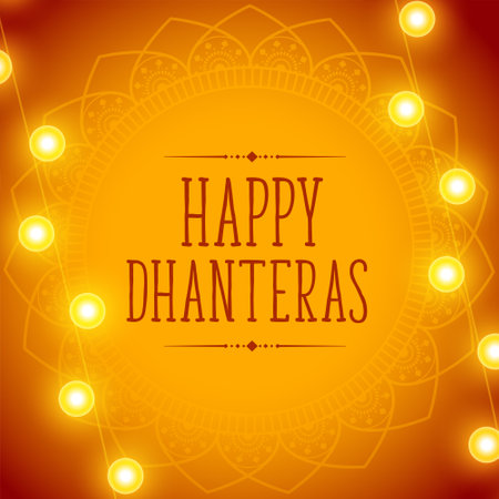 traditional happy dhanteras religious bright decoration lights backgroundのイラスト素材