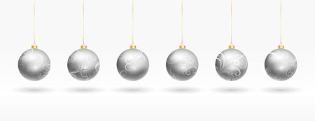 collection of silver christmas bauble symbols designのイラスト素材